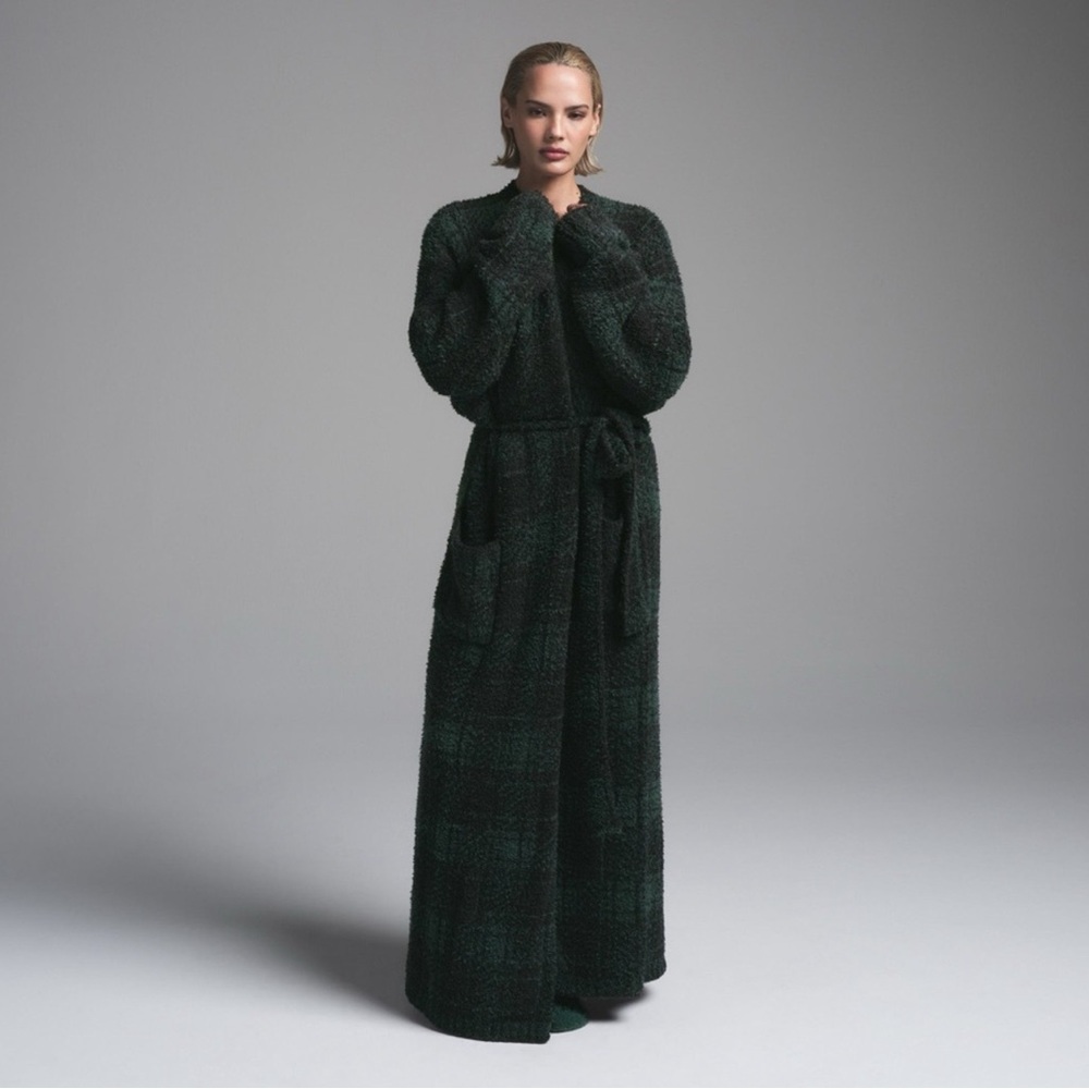 Skims Cozy Knit Unisex Cypress Plaid Robe
